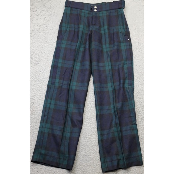 Ralph Lauren Pants - Ralph Lauren Navy & Green Plaid Straight-Leg Trousers